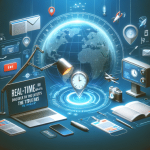 Create a realistic illustrative image symbolizing the theme: 'Real-time Updates: Discover the Latest Turns in The World of Technology'. The image should be modern, captivating, and suitable for accompanying a news article. Ensure the image is void of any texts or inscriptions.