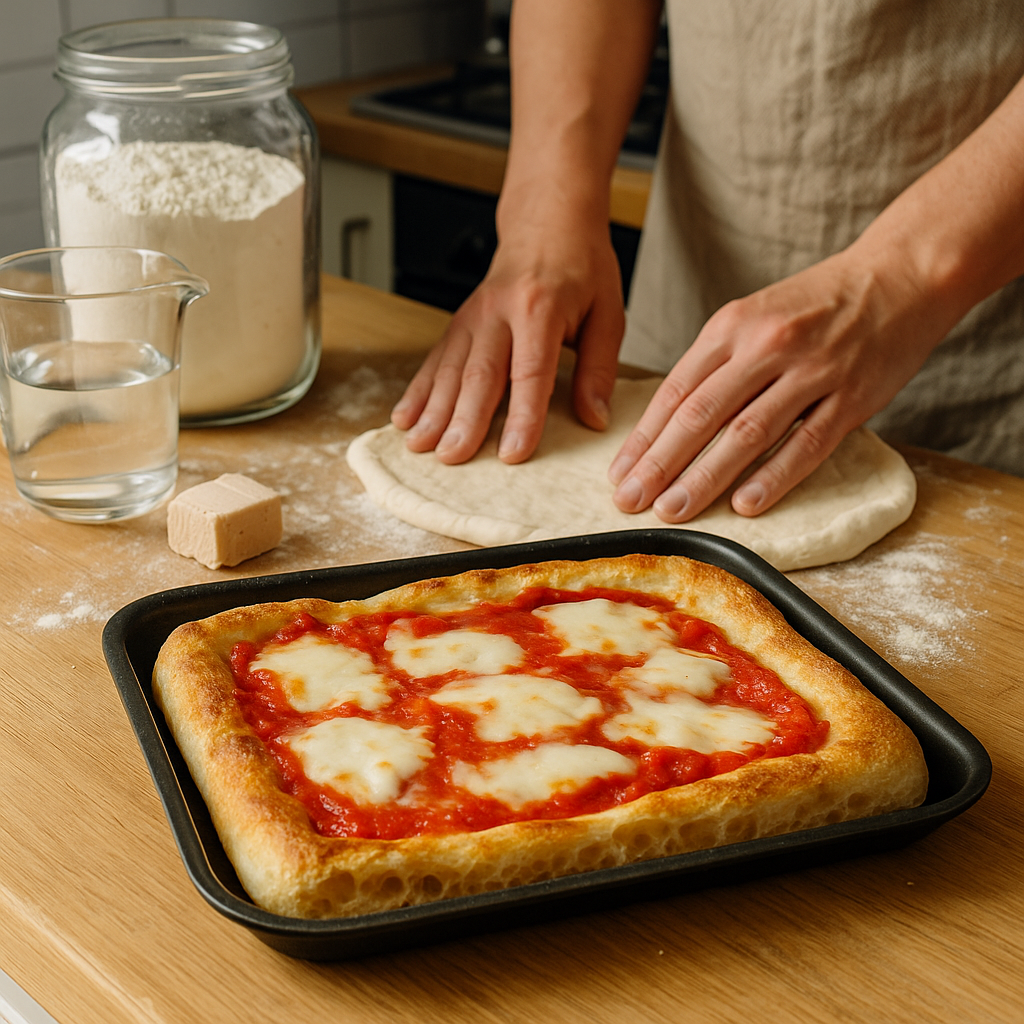 Impasto pizza Bonci alto e alveolato in teglia